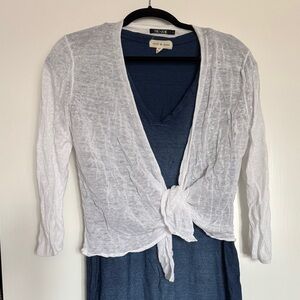NIC+ZOE White and Blue Layered Top